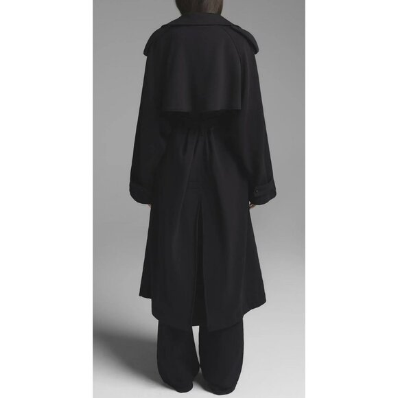 Skims Oversized Black Boyfriend Fleece Wrap Trench Coat NWT - Picture 3 of 10